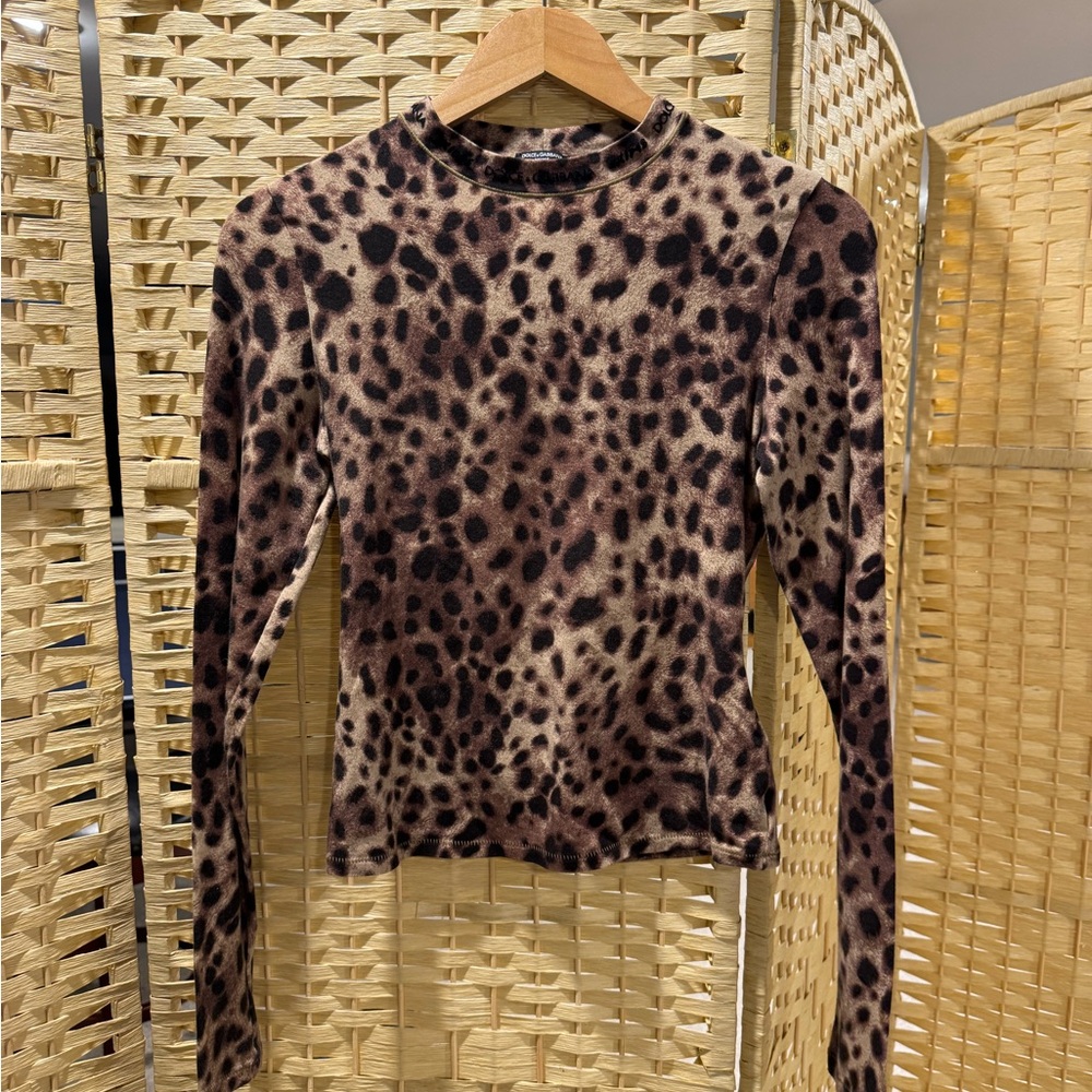 SKIMS X D&G Leopard Print Long Sleeve Top